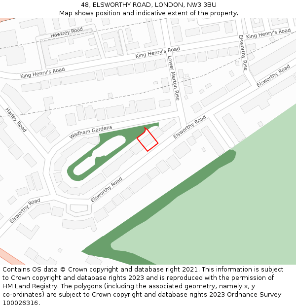 48, ELSWORTHY ROAD, LONDON, NW3 3BU: Location map and indicative extent of plot