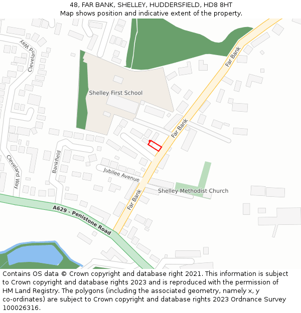 48, FAR BANK, SHELLEY, HUDDERSFIELD, HD8 8HT: Location map and indicative extent of plot