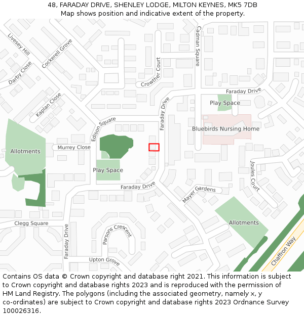 48, FARADAY DRIVE, SHENLEY LODGE, MILTON KEYNES, MK5 7DB: Location map and indicative extent of plot