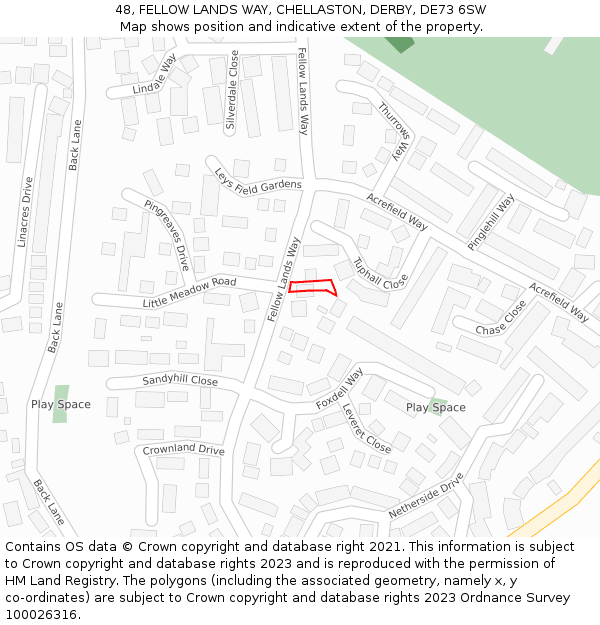 48, FELLOW LANDS WAY, CHELLASTON, DERBY, DE73 6SW: Location map and indicative extent of plot