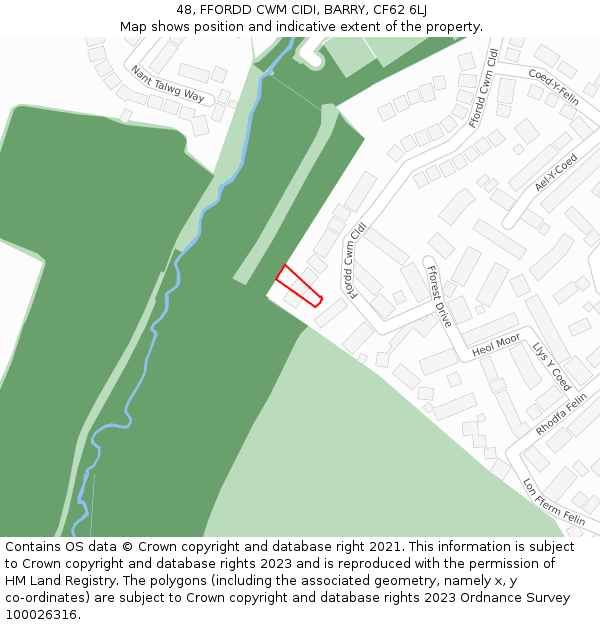 48, FFORDD CWM CIDI, BARRY, CF62 6LJ: Location map and indicative extent of plot