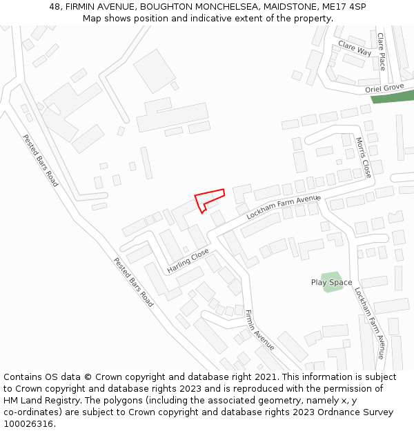 48, FIRMIN AVENUE, BOUGHTON MONCHELSEA, MAIDSTONE, ME17 4SP: Location map and indicative extent of plot