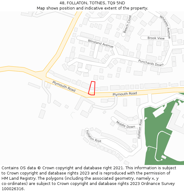 48, FOLLATON, TOTNES, TQ9 5ND: Location map and indicative extent of plot