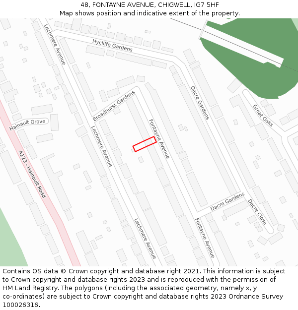 48, FONTAYNE AVENUE, CHIGWELL, IG7 5HF: Location map and indicative extent of plot