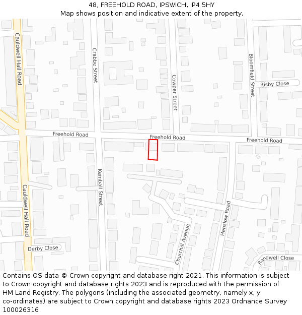 48, FREEHOLD ROAD, IPSWICH, IP4 5HY: Location map and indicative extent of plot