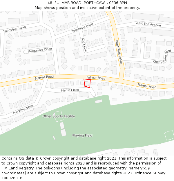 48, FULMAR ROAD, PORTHCAWL, CF36 3PN: Location map and indicative extent of plot