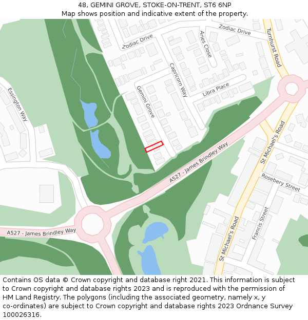 48, GEMINI GROVE, STOKE-ON-TRENT, ST6 6NP: Location map and indicative extent of plot