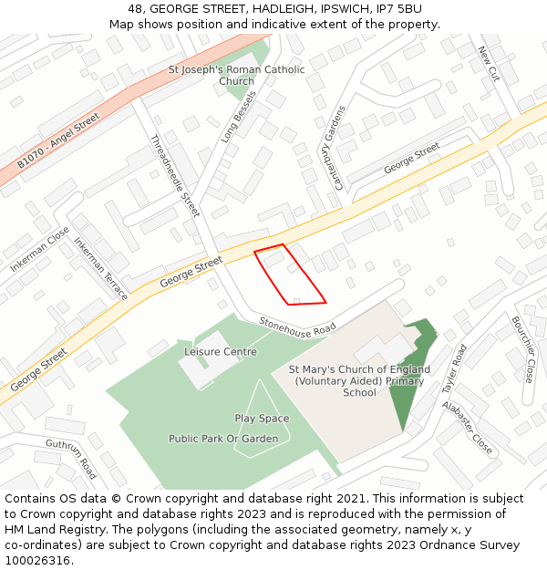 48, GEORGE STREET, HADLEIGH, IPSWICH, IP7 5BU: Location map and indicative extent of plot