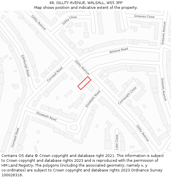 48, GILLITY AVENUE, WALSALL, WS5 3PP: Location map and indicative extent of plot