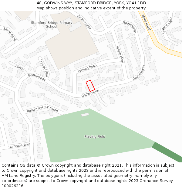 48, GODWINS WAY, STAMFORD BRIDGE, YORK, YO41 1DB: Location map and indicative extent of plot