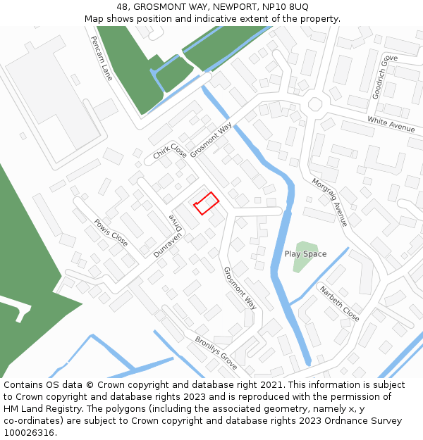 48, GROSMONT WAY, NEWPORT, NP10 8UQ: Location map and indicative extent of plot