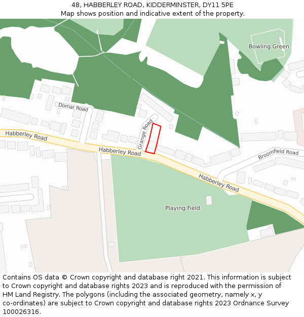 48, HABBERLEY ROAD, KIDDERMINSTER, DY11 5PE: Location map and indicative extent of plot