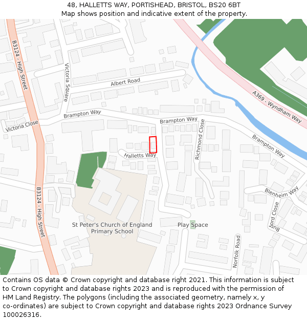 48, HALLETTS WAY, PORTISHEAD, BRISTOL, BS20 6BT: Location map and indicative extent of plot