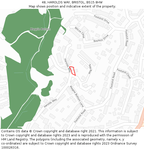 48, HAROLDS WAY, BRISTOL, BS15 8HW: Location map and indicative extent of plot