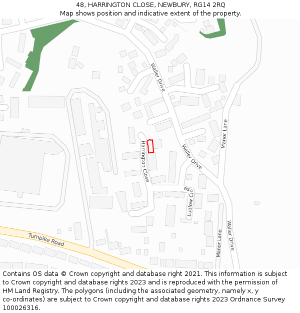 48, HARRINGTON CLOSE, NEWBURY, RG14 2RQ: Location map and indicative extent of plot