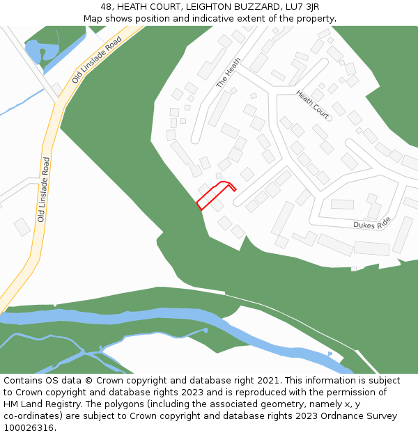 48, HEATH COURT, LEIGHTON BUZZARD, LU7 3JR: Location map and indicative extent of plot