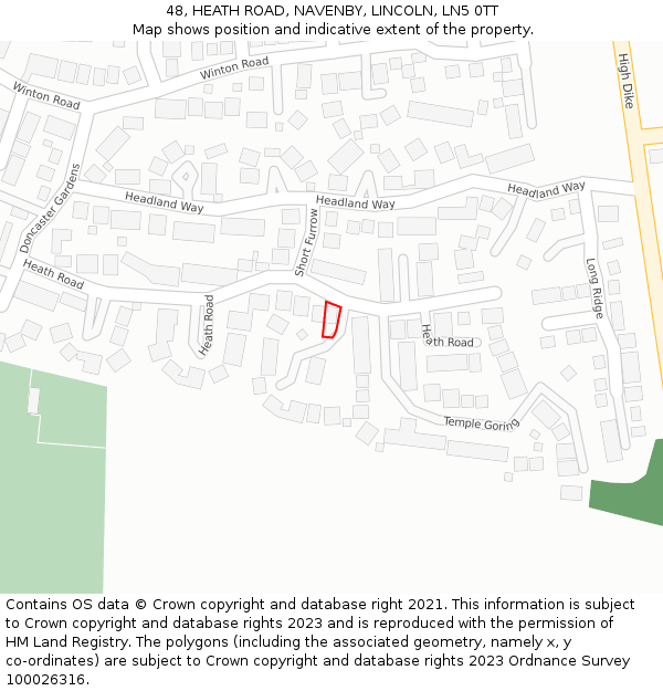 48, HEATH ROAD, NAVENBY, LINCOLN, LN5 0TT: Location map and indicative extent of plot