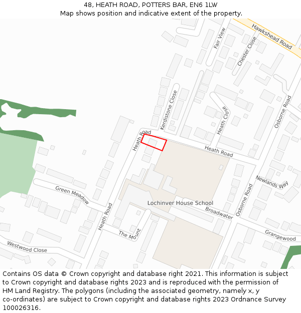 48, HEATH ROAD, POTTERS BAR, EN6 1LW: Location map and indicative extent of plot