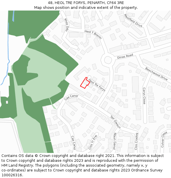 48, HEOL TRE FORYS, PENARTH, CF64 3RE: Location map and indicative extent of plot