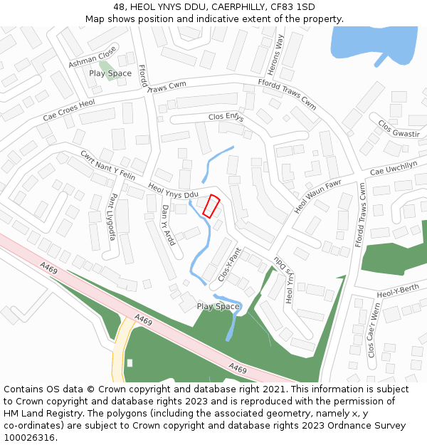 48, HEOL YNYS DDU, CAERPHILLY, CF83 1SD: Location map and indicative extent of plot