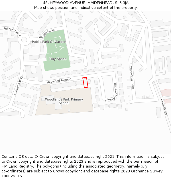 48, HEYWOOD AVENUE, MAIDENHEAD, SL6 3JA: Location map and indicative extent of plot