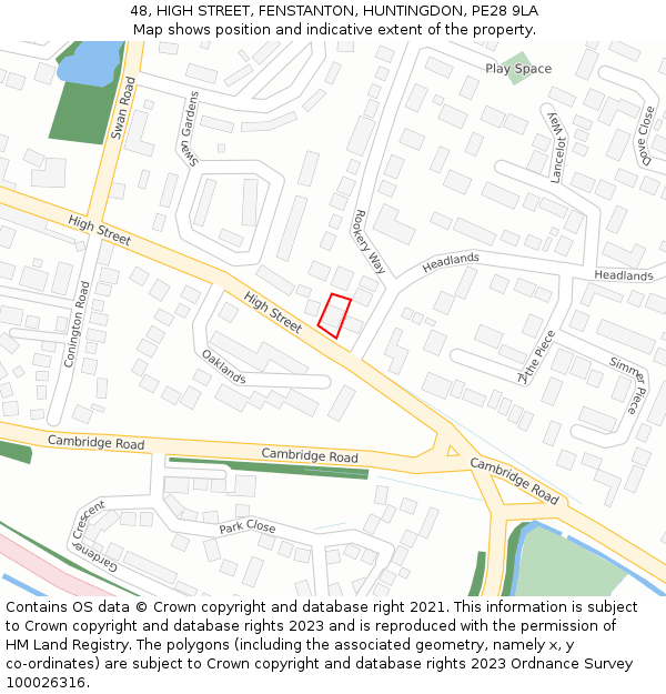 48, HIGH STREET, FENSTANTON, HUNTINGDON, PE28 9LA: Location map and indicative extent of plot