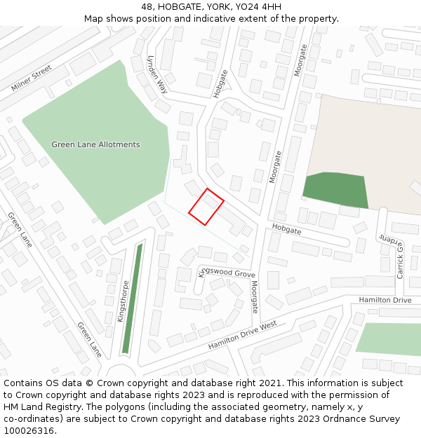 48, HOBGATE, YORK, YO24 4HH: Location map and indicative extent of plot