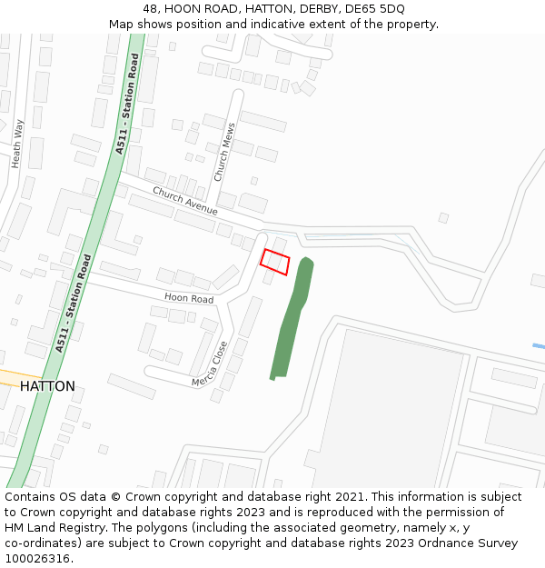 48, HOON ROAD, HATTON, DERBY, DE65 5DQ: Location map and indicative extent of plot