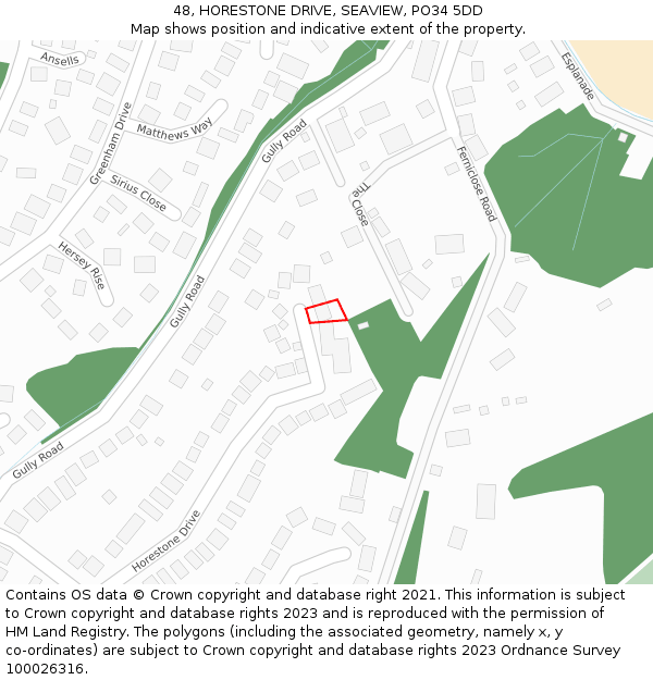 48, HORESTONE DRIVE, SEAVIEW, PO34 5DD: Location map and indicative extent of plot