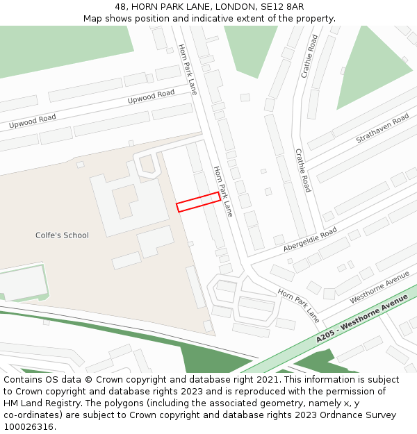 48, HORN PARK LANE, LONDON, SE12 8AR: Location map and indicative extent of plot