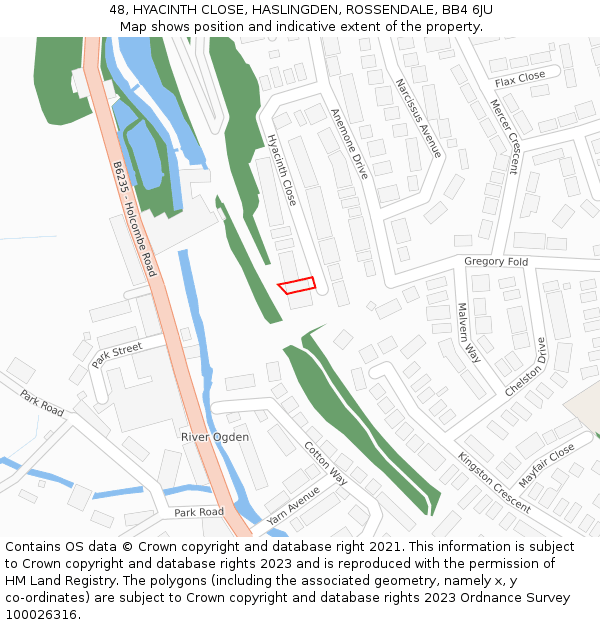 48, HYACINTH CLOSE, HASLINGDEN, ROSSENDALE, BB4 6JU: Location map and indicative extent of plot