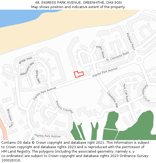 48, INGRESS PARK AVENUE, GREENHITHE, DA9 9GN: Location map and indicative extent of plot