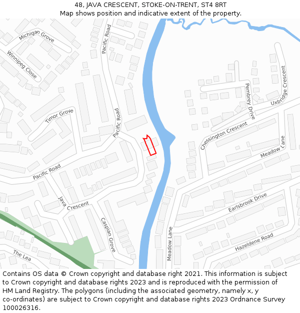 48, JAVA CRESCENT, STOKE-ON-TRENT, ST4 8RT: Location map and indicative extent of plot