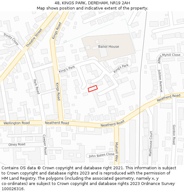 48, KINGS PARK, DEREHAM, NR19 2AH: Location map and indicative extent of plot