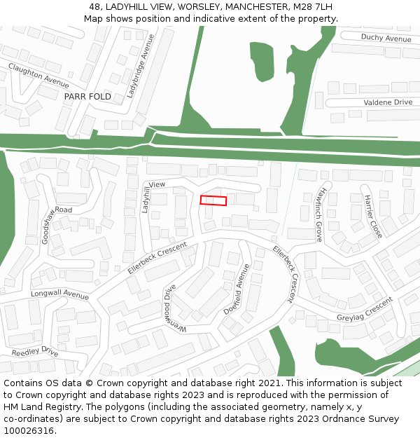 48, LADYHILL VIEW, WORSLEY, MANCHESTER, M28 7LH: Location map and indicative extent of plot