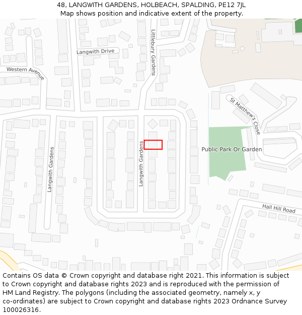 48, LANGWITH GARDENS, HOLBEACH, SPALDING, PE12 7JL: Location map and indicative extent of plot