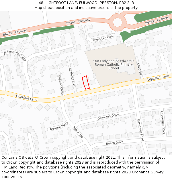 48, LIGHTFOOT LANE, FULWOOD, PRESTON, PR2 3LR: Location map and indicative extent of plot