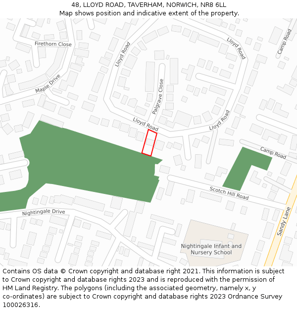 48, LLOYD ROAD, TAVERHAM, NORWICH, NR8 6LL: Location map and indicative extent of plot