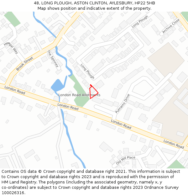 48, LONG PLOUGH, ASTON CLINTON, AYLESBURY, HP22 5HB: Location map and indicative extent of plot