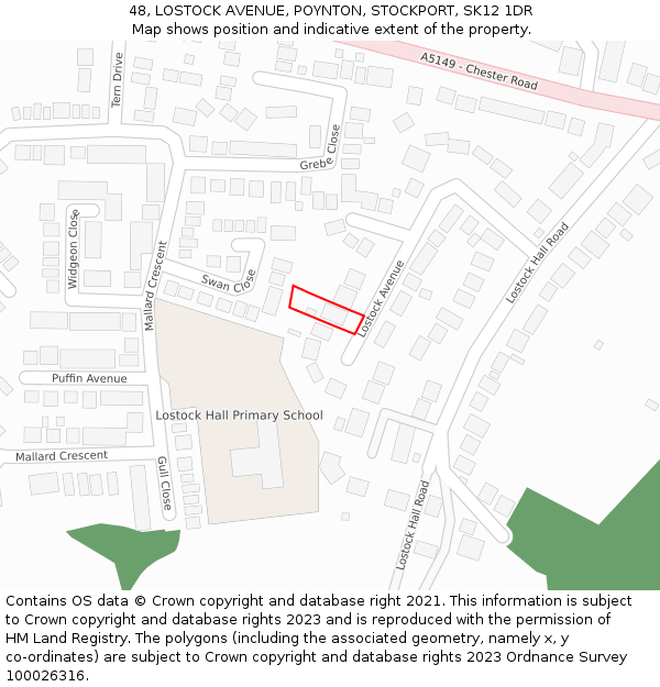 48, LOSTOCK AVENUE, POYNTON, STOCKPORT, SK12 1DR: Location map and indicative extent of plot