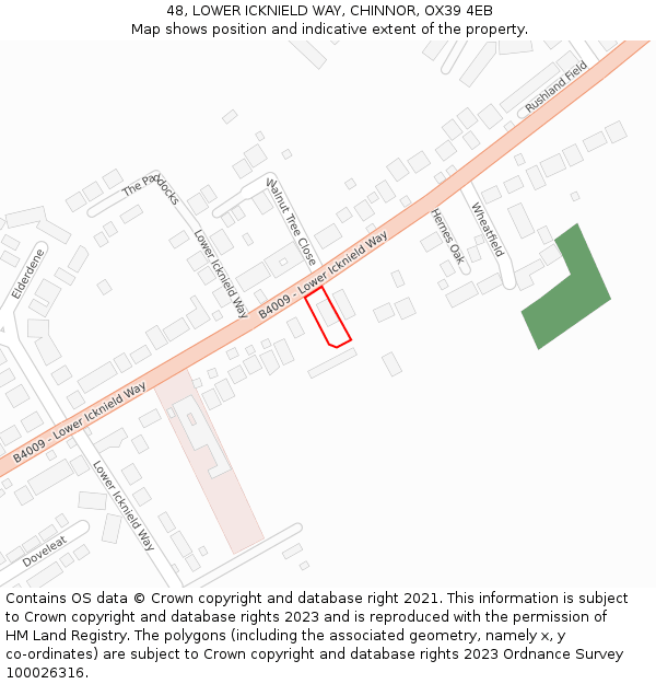 48, LOWER ICKNIELD WAY, CHINNOR, OX39 4EB: Location map and indicative extent of plot