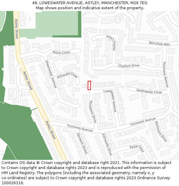 48, LOWESWATER AVENUE, ASTLEY, MANCHESTER, M29 7EG: Location map and indicative extent of plot