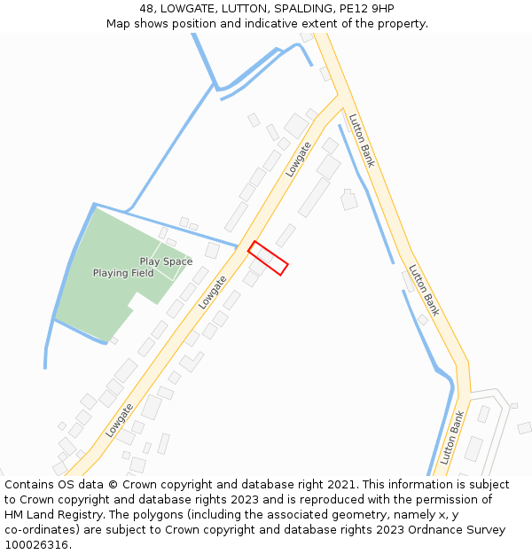 48, LOWGATE, LUTTON, SPALDING, PE12 9HP: Location map and indicative extent of plot