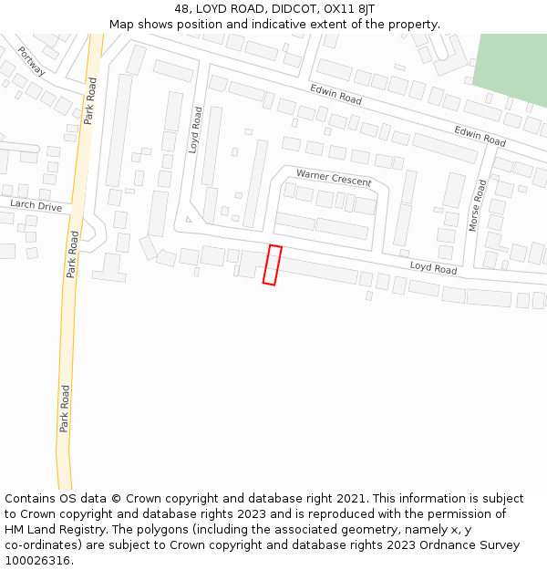 48, LOYD ROAD, DIDCOT, OX11 8JT: Location map and indicative extent of plot