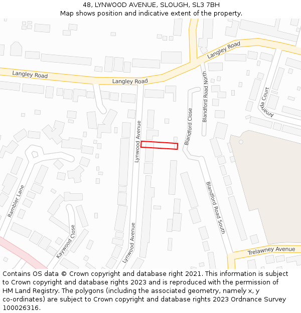 48, LYNWOOD AVENUE, SLOUGH, SL3 7BH: Location map and indicative extent of plot