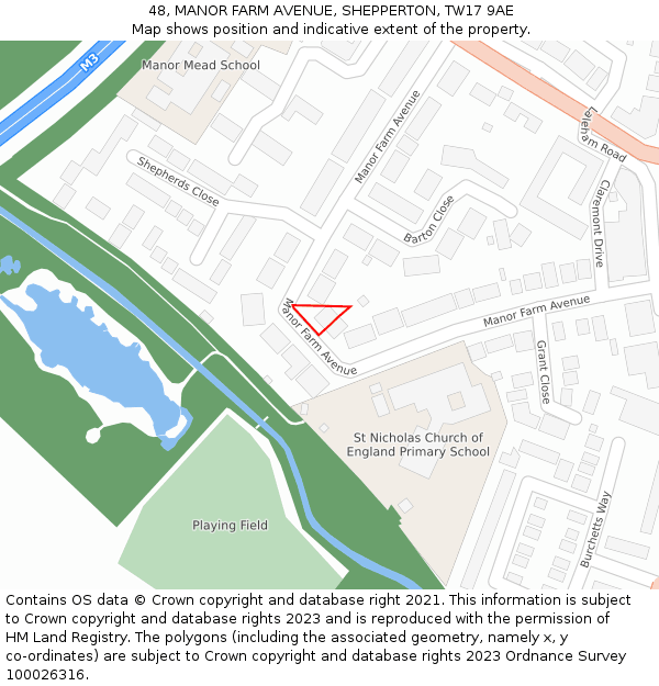 48, MANOR FARM AVENUE, SHEPPERTON, TW17 9AE: Location map and indicative extent of plot