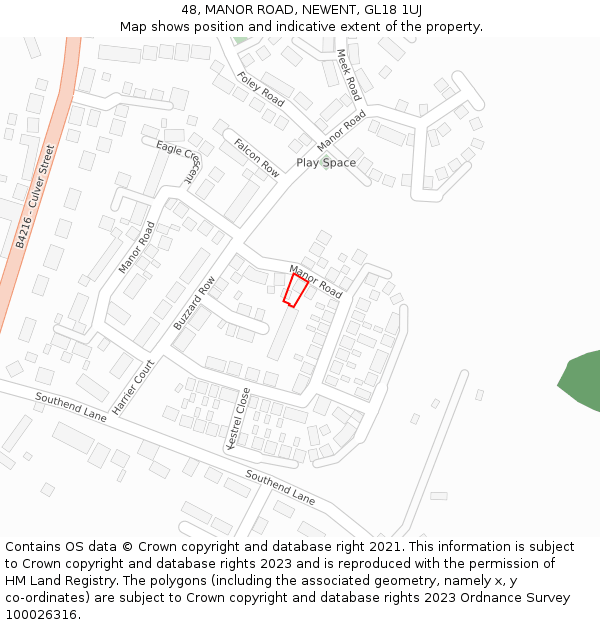48, MANOR ROAD, NEWENT, GL18 1UJ: Location map and indicative extent of plot
