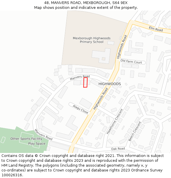 48, MANVERS ROAD, MEXBOROUGH, S64 9EX: Location map and indicative extent of plot