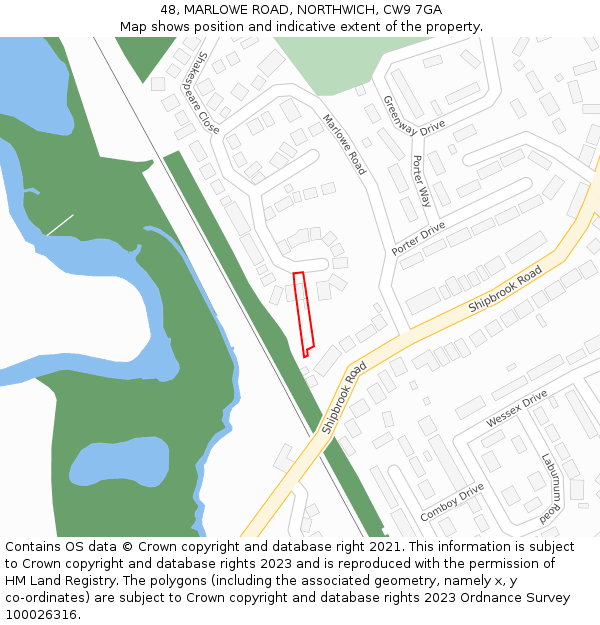 48, MARLOWE ROAD, NORTHWICH, CW9 7GA: Location map and indicative extent of plot