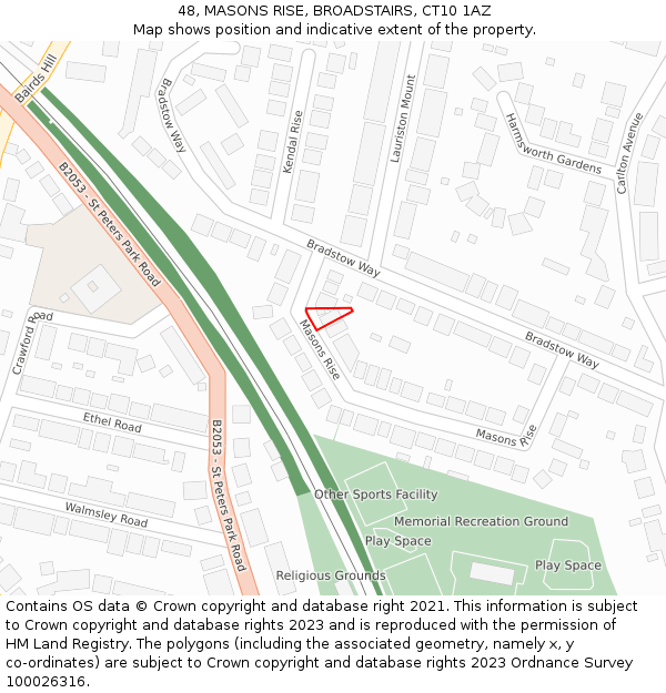 48, MASONS RISE, BROADSTAIRS, CT10 1AZ: Location map and indicative extent of plot